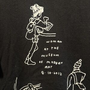 MOMA Black Graphic T-Shirt with White Art Design- Jason Polan